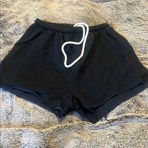 Women's Athletic Black Shorts with White Drawstring